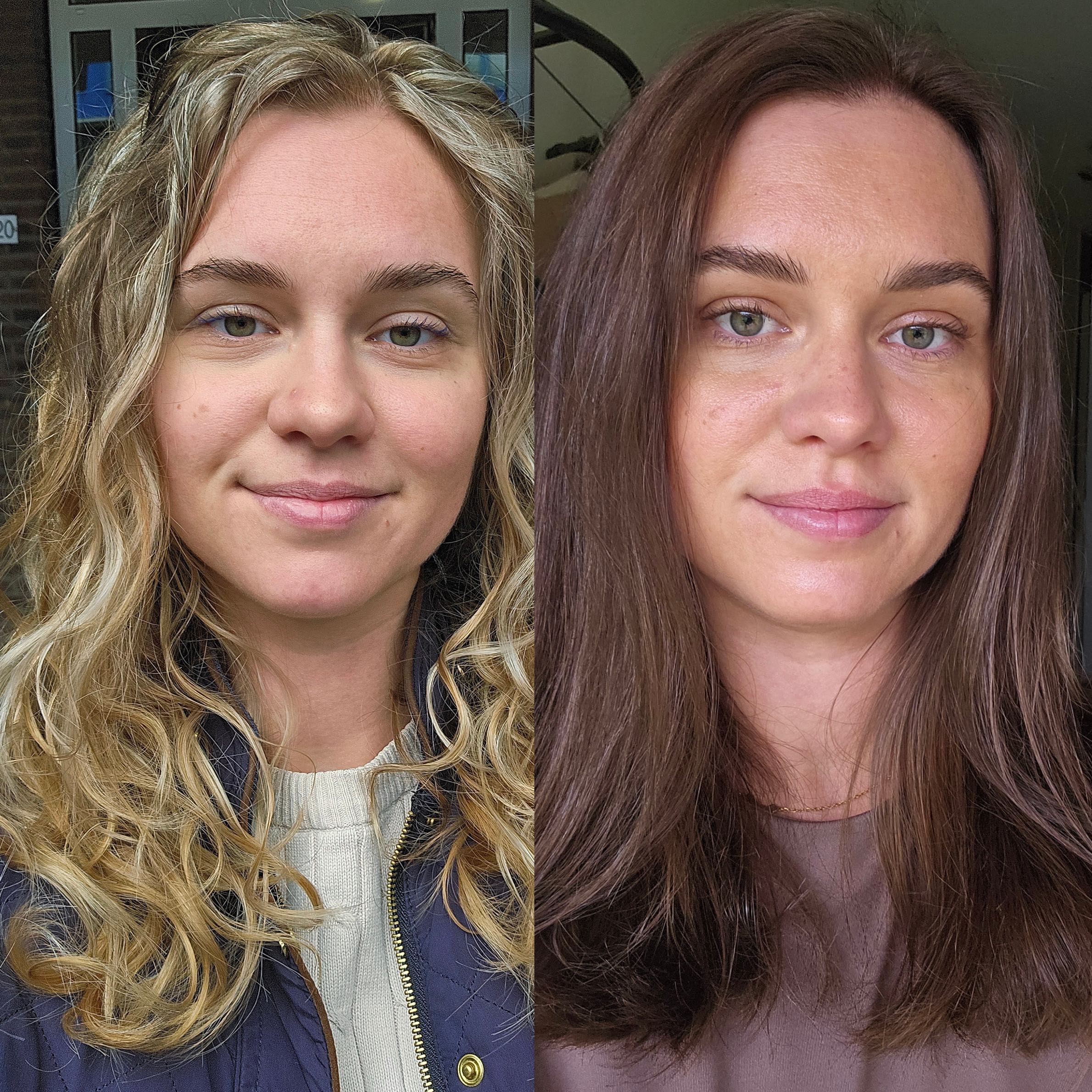 Voor en na: van blond naar warm bruin haar
